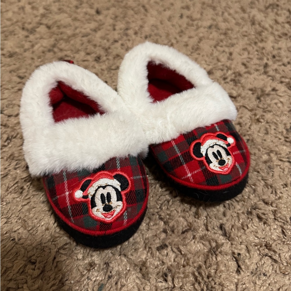 Disney Mickey Mouse Plaid Baby Slippers